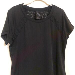 Pro Player women M black athletic activewear short sleeve shirt top mesh insert